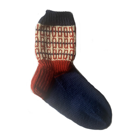 Sini-puna-valko villasukat