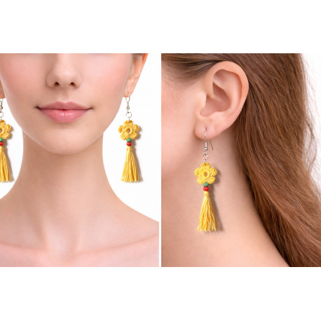 Kukkakorvakorut tupsulla